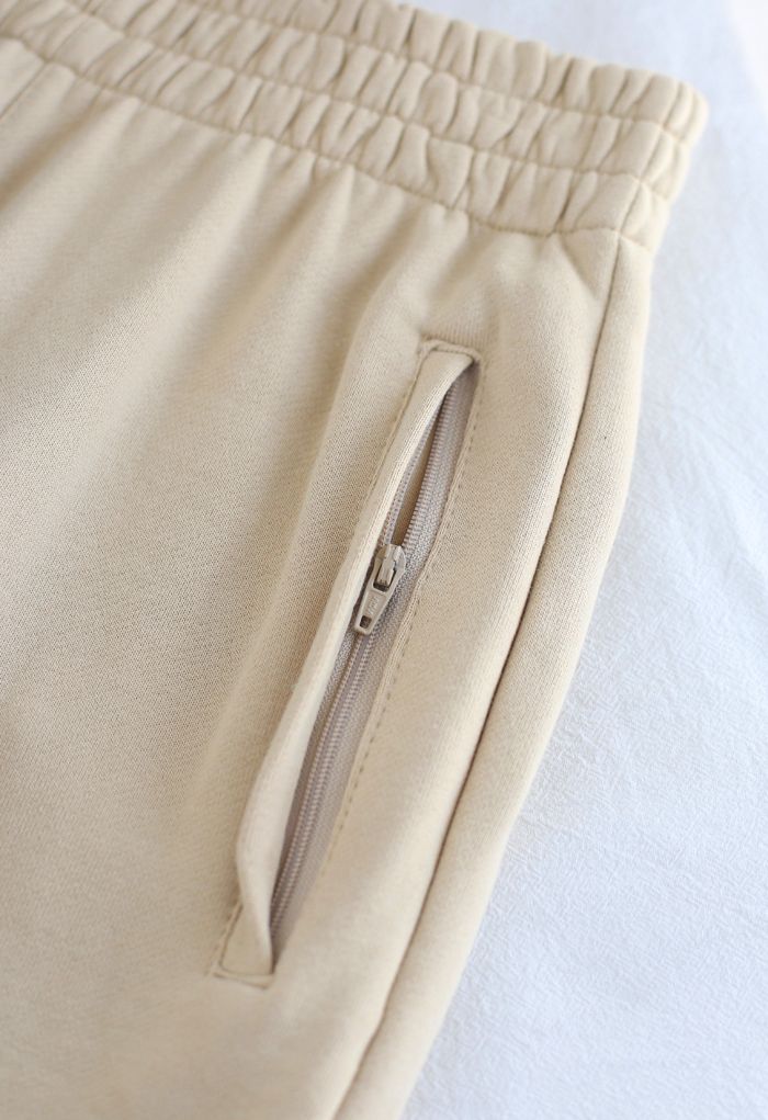 Zippered Side Pocket Joggers in Camel