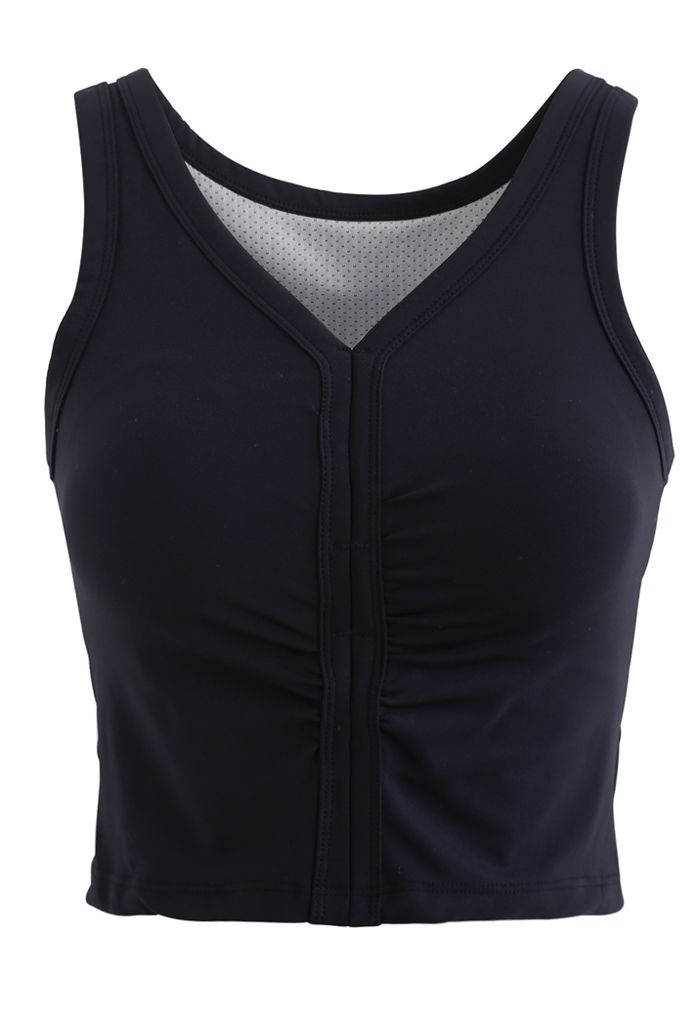 V-Neck Low-Impact Sports Bra in Black