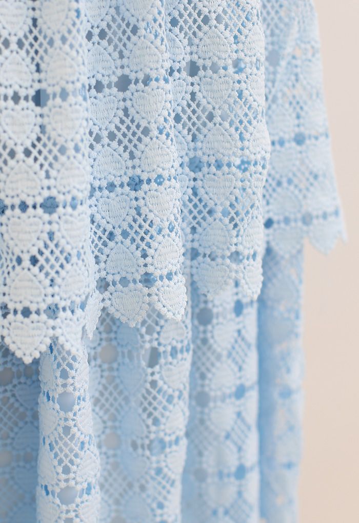 Full of Heart Crochet Square Neck Dress in Blue