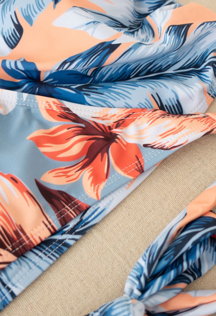 Tropical Leaves Wrapped Bikini Set