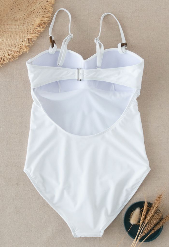 Bustier Open Back One-Piece Swimsuit in White