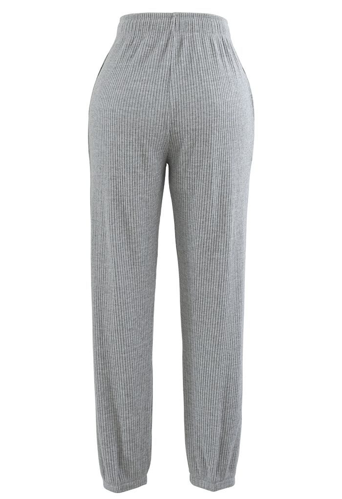 Knit Tapered Joggers in Grey