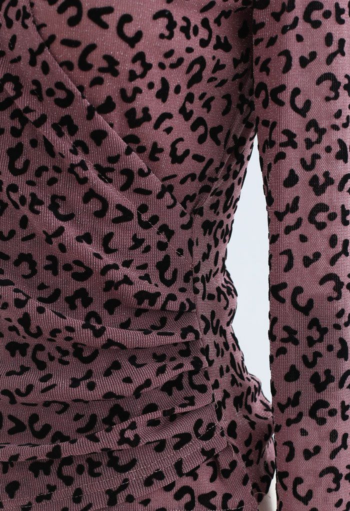Velvet Leopard Dot Wrapped Top