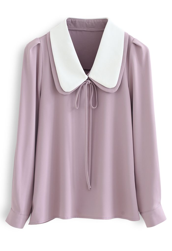 Double Collars Bowknot Shirt in Pink