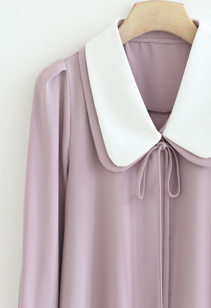 Double Collars Bowknot Shirt in Pink