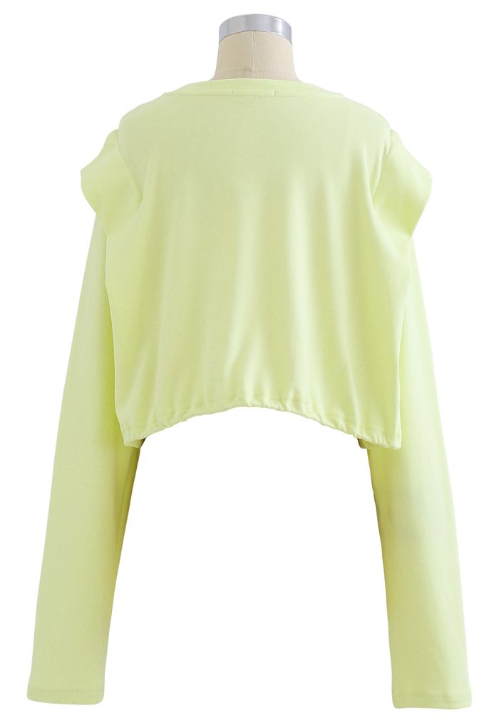 Adjustable Oversized Crop Sweatshirt in Lime