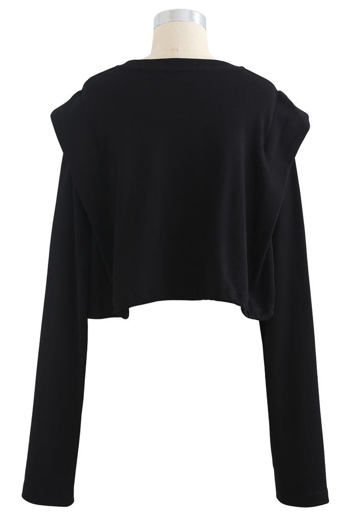 Adjustable Oversized Crop Sweatshirt in Black