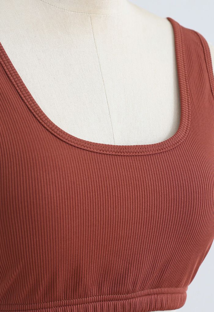 Soft Touch Cami Sports Bra and Joggers Set in Rust Red