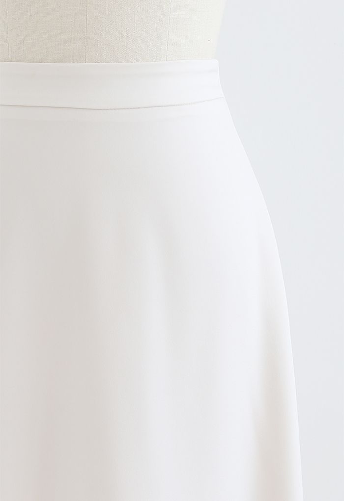 Basic Smooth A-Line Midi Skirt in Cream