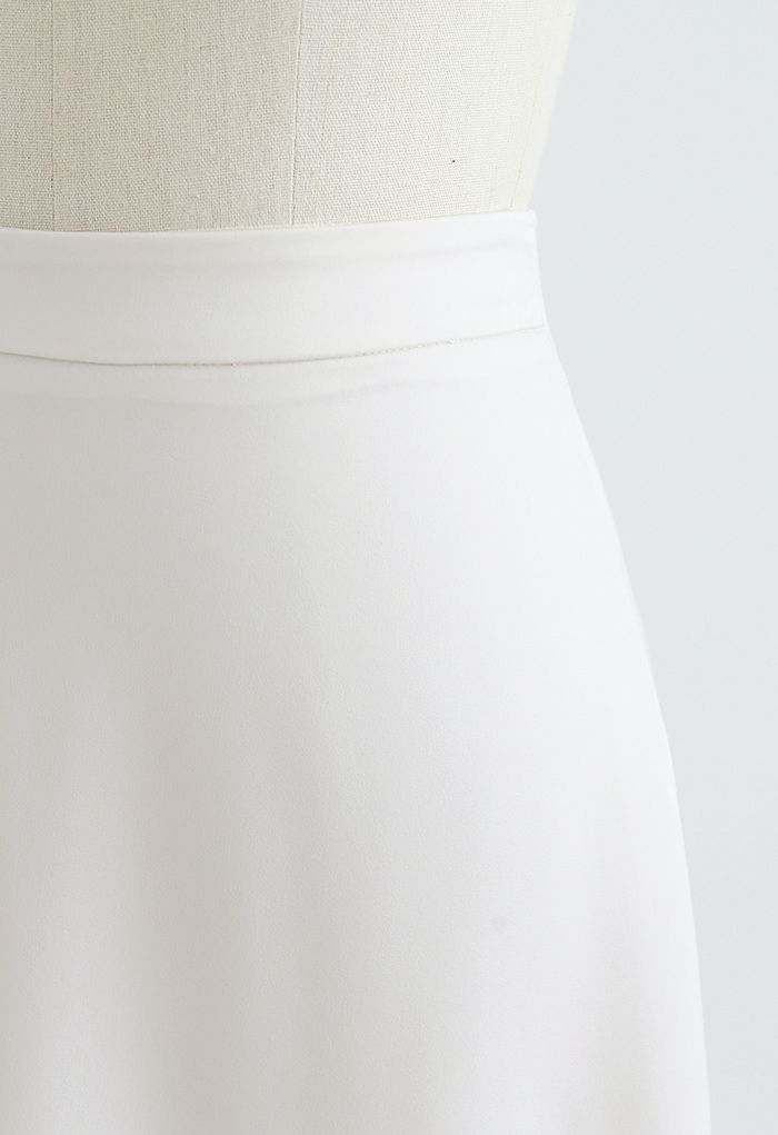 Basic Smooth A-Line Midi Skirt in Cream