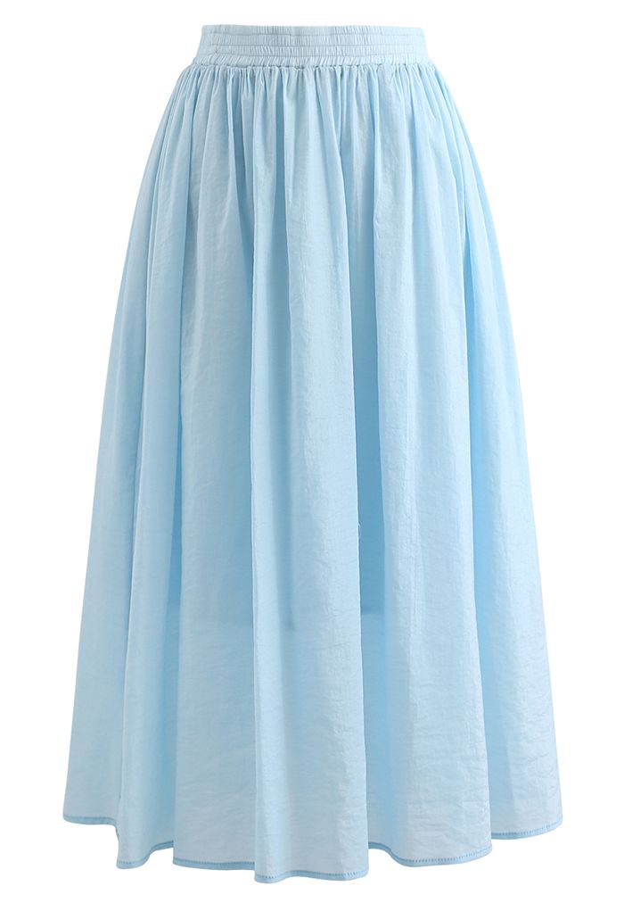 Pastel Color Cami Crop Top and Midi Skirt Set in Blue