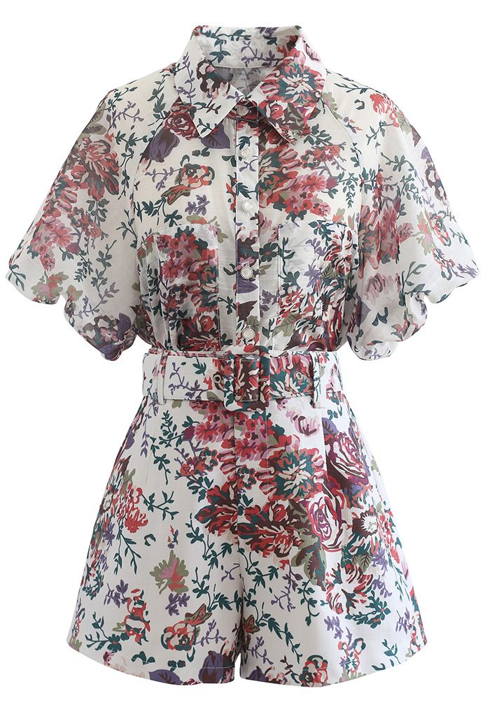 Groovy Floral Printed Shirt and Shorts Set