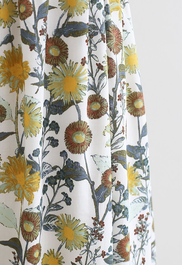 Dandelion Print Cutout Back Cami Dress