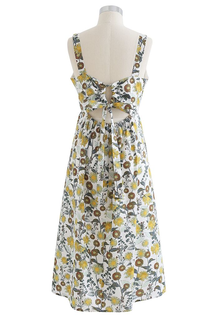 Dandelion Print Cutout Back Cami Dress