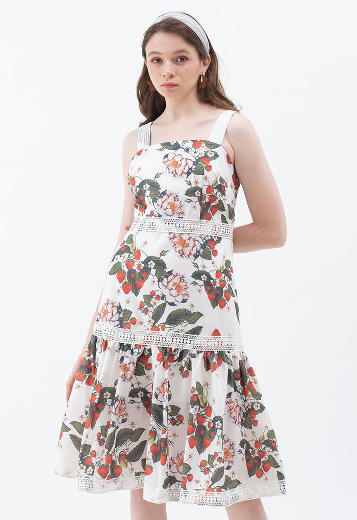 Strawberry and Flower Print Cami Dress