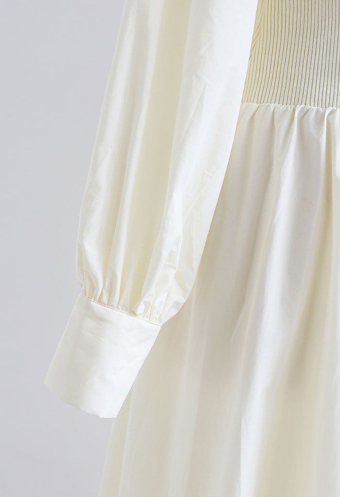 Button Down Cotton Shirt Dress in Cream