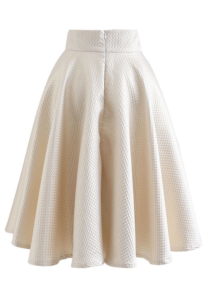 Shimmer Honeycomb Embossed Midi Skirt
