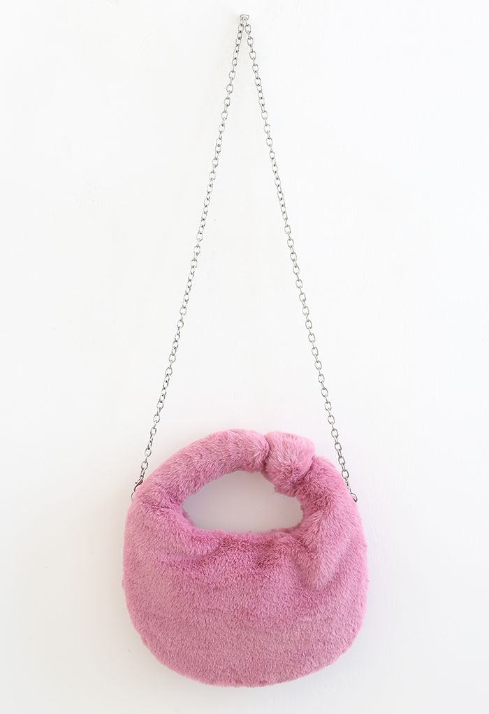 Faux Fur Crossbody Bag in Pink