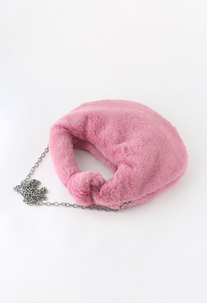 Faux Fur Crossbody Bag in Pink