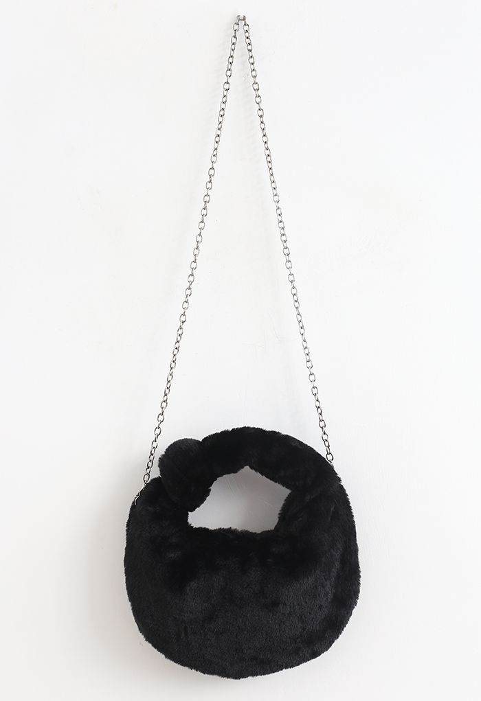 Faux Fur Crossbody Bag in Black