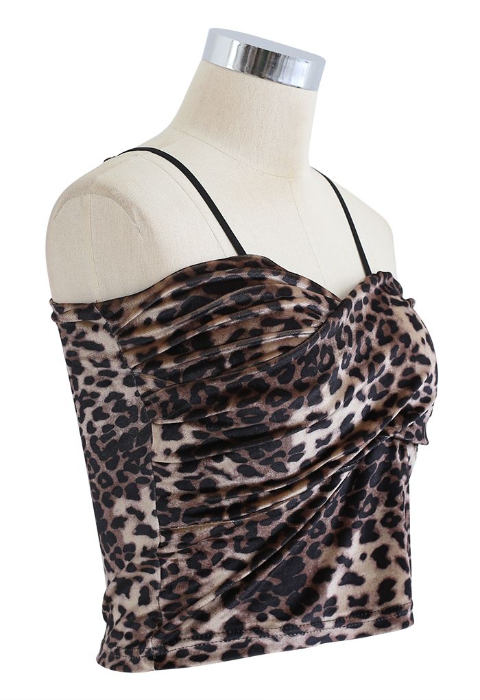 Cross Wrap Fitted Cami Top in Leopard