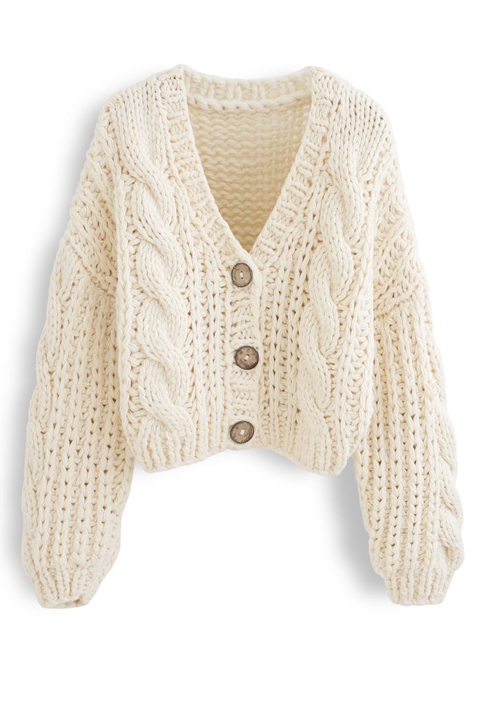 Milk It Cable Knit Cropped Cardigan