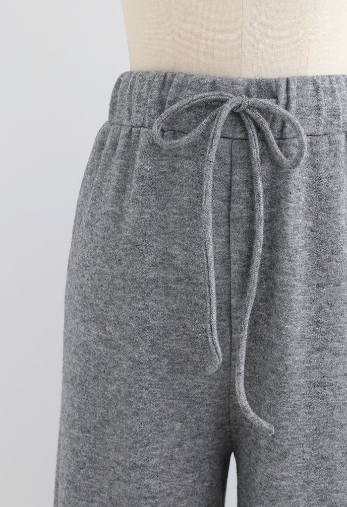 Soft Touch Drawstring Knit Pants in Grey