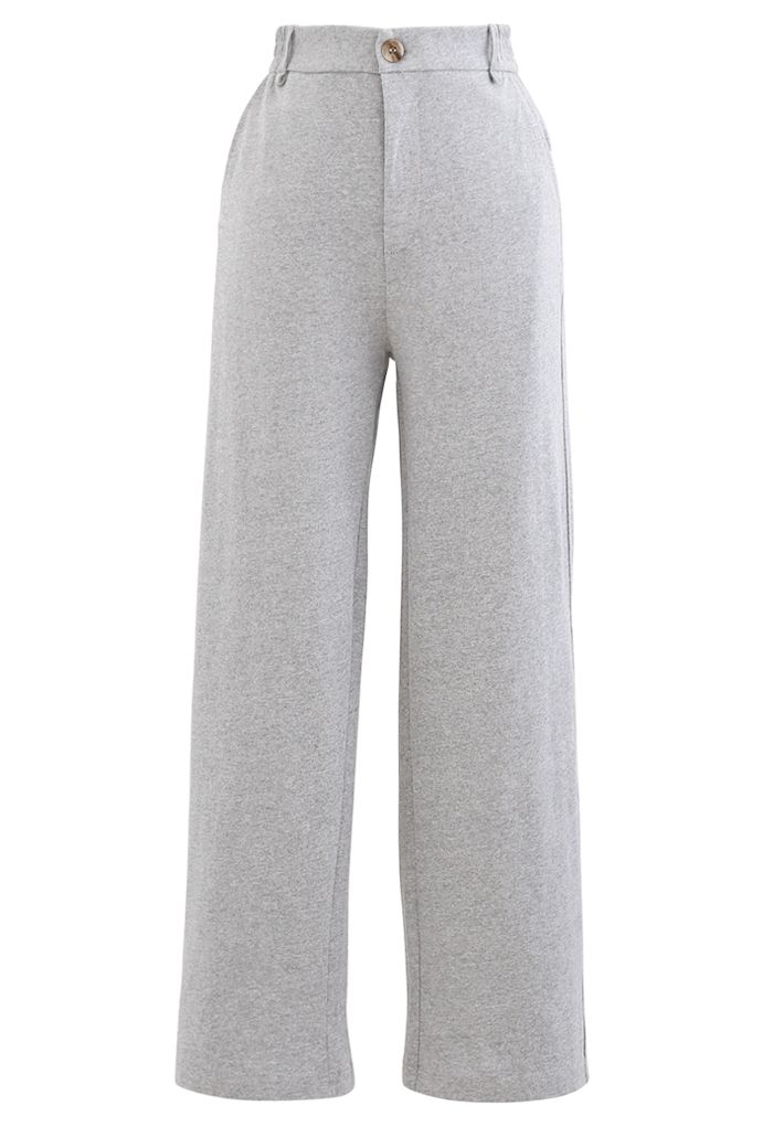 Wrap Bowknot Hoodie and Straight Leg Pants Set in Grey
