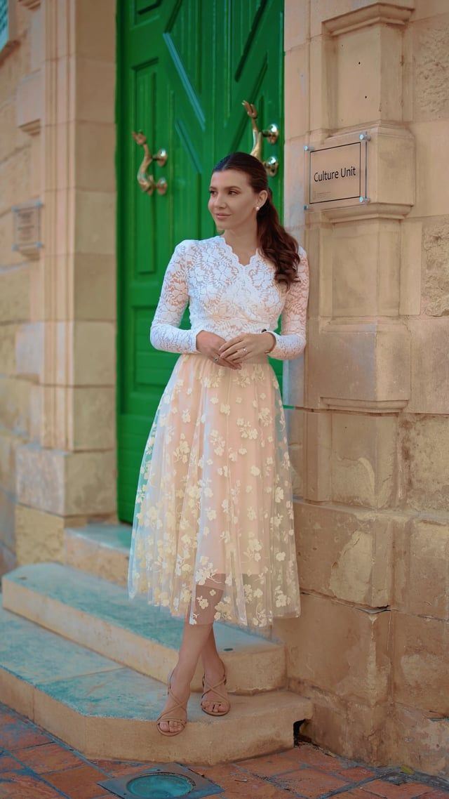 Exquisite Floral Lace Crop Wrap Top in Ivory