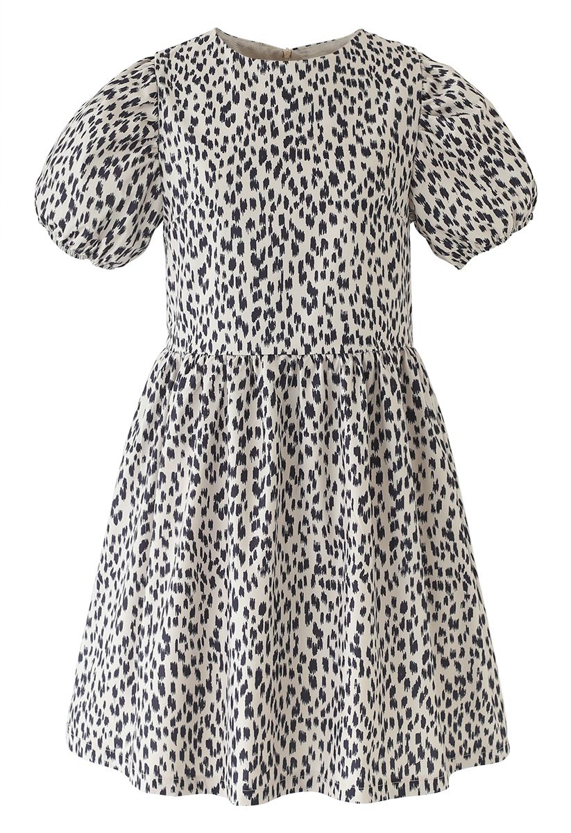 Short-Sleeved Leopard Print Dolly Dress