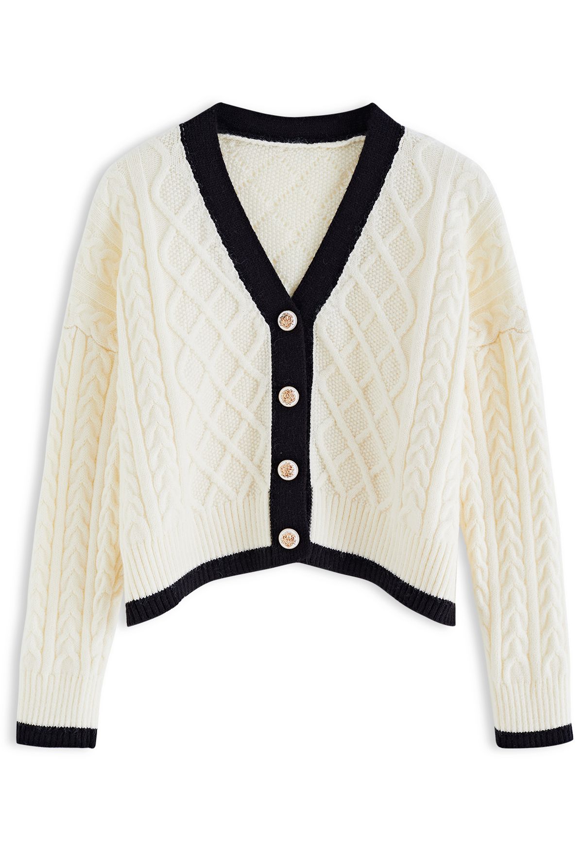 Braid Diamond Cropped Knit Cardigan in Cream - Retro, Indie and Unique ...