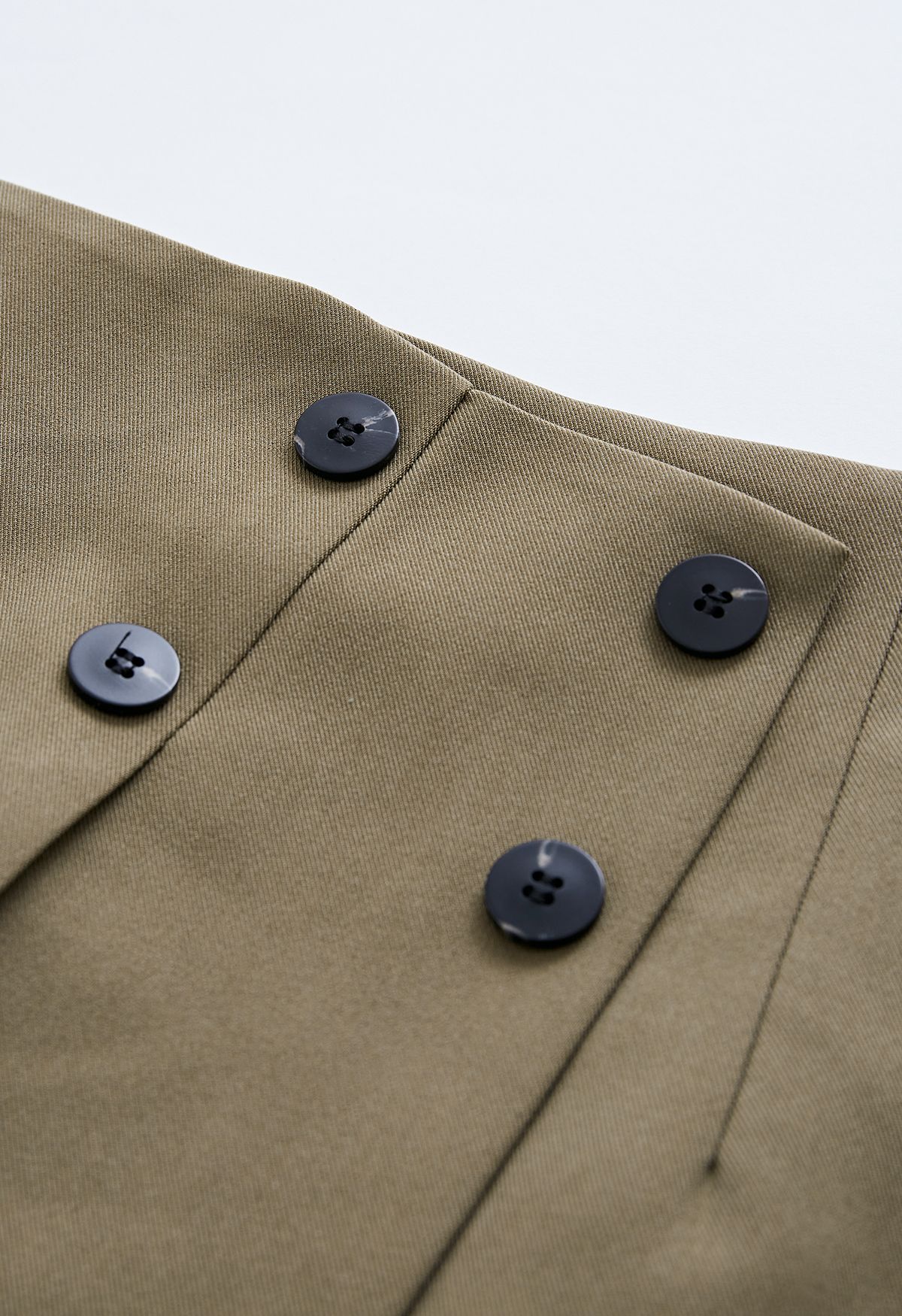 Buttoned Front Flap Mini Bud Skirt in Khaki
