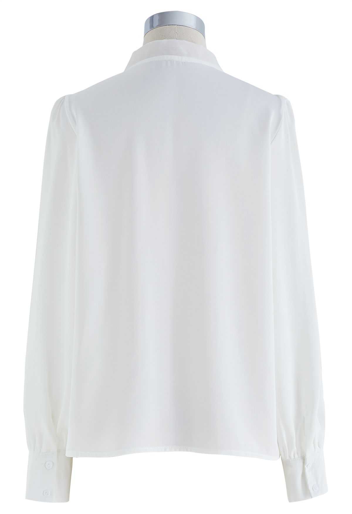 Satin Finish Pearl Knot Shirt in White