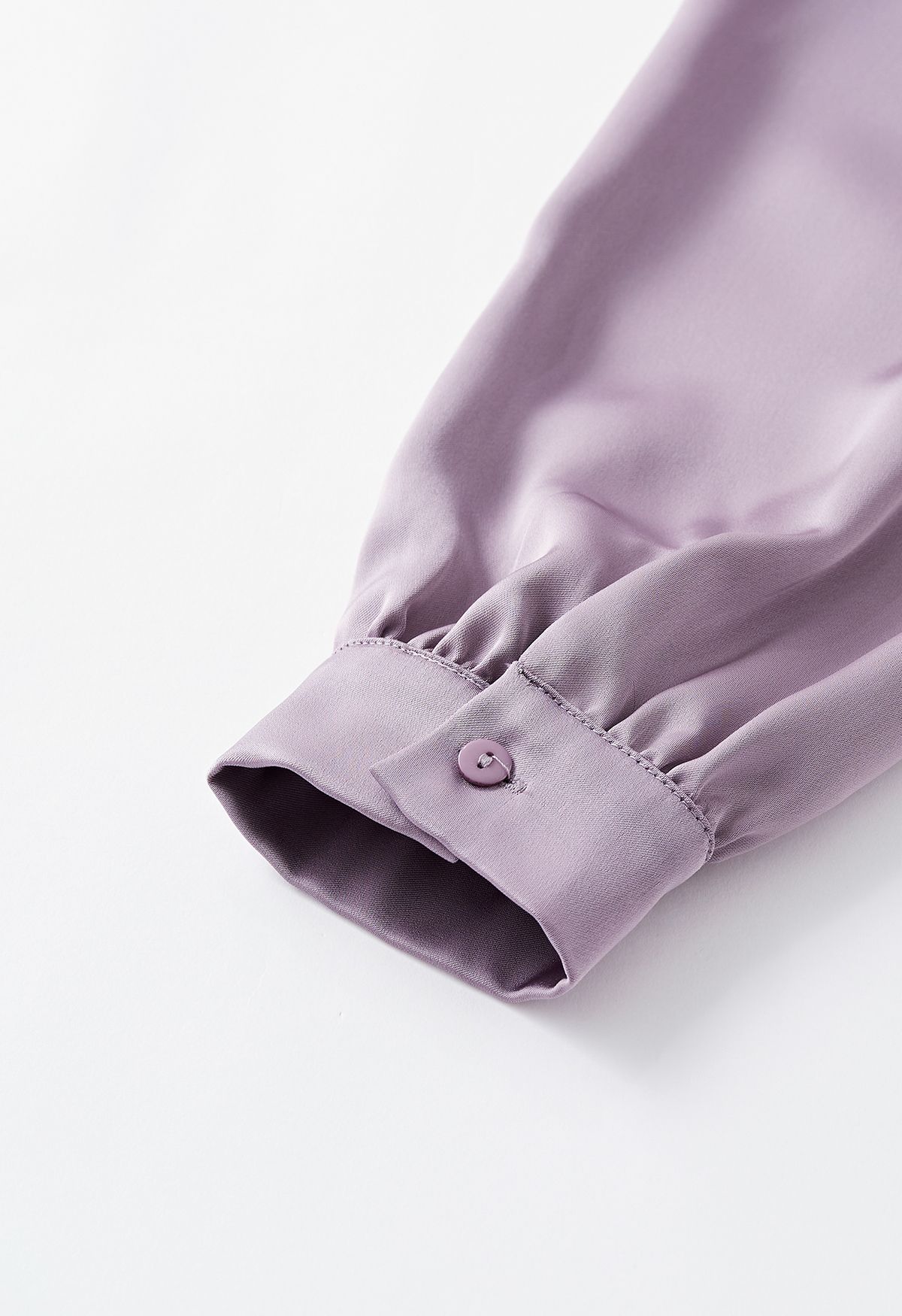 Doll Collar Faux Wrap Satin Top in Lilac