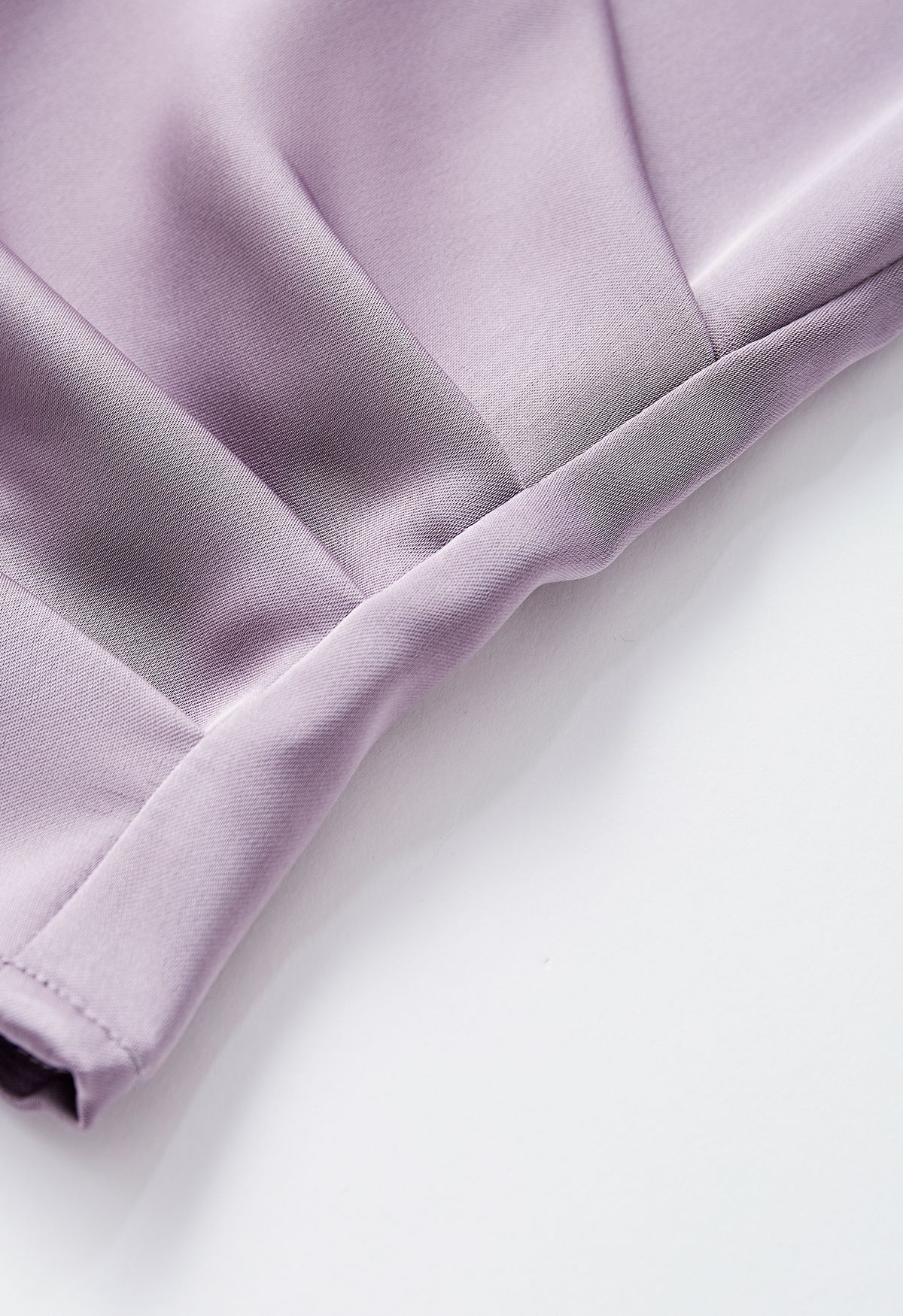 Doll Collar Faux Wrap Satin Top in Lilac