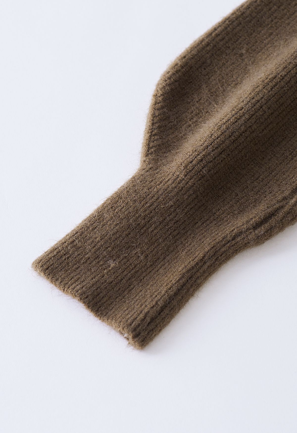 Self-Tie Bowknot Wrap Knit Top in Brown