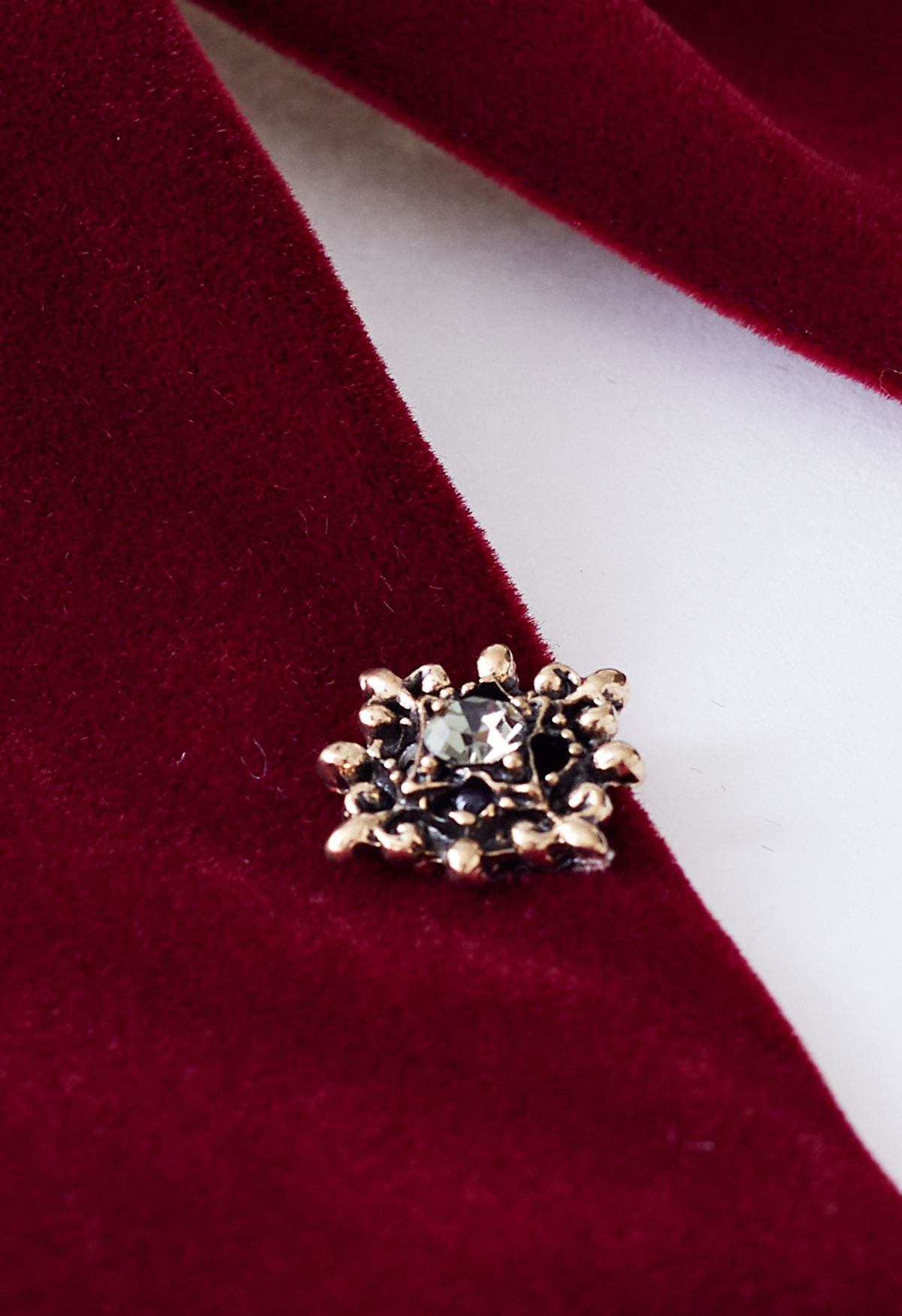 Velvet Bowknot Pearl Diamond Scrunchie in Burgundy