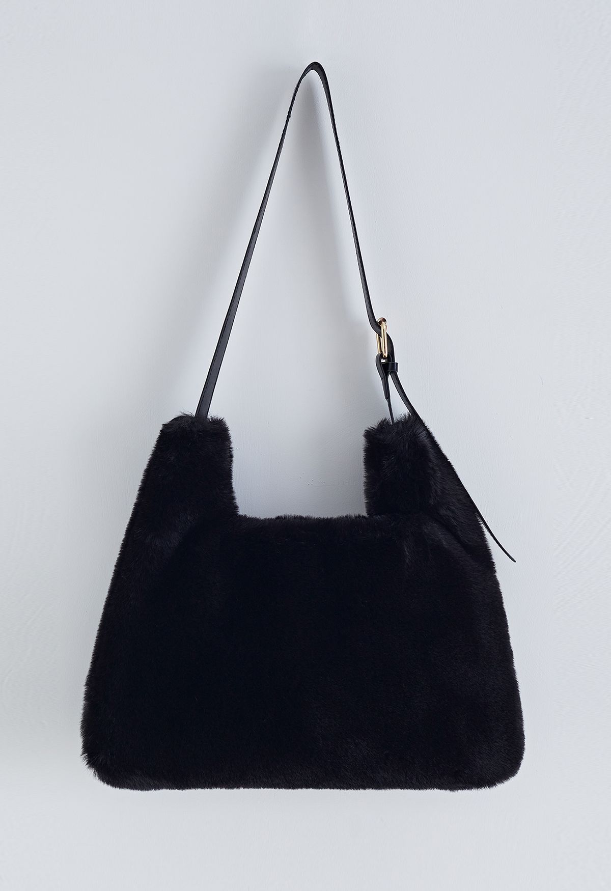 Ultra-Soft Faux Fur Shoulder Bag in Black
