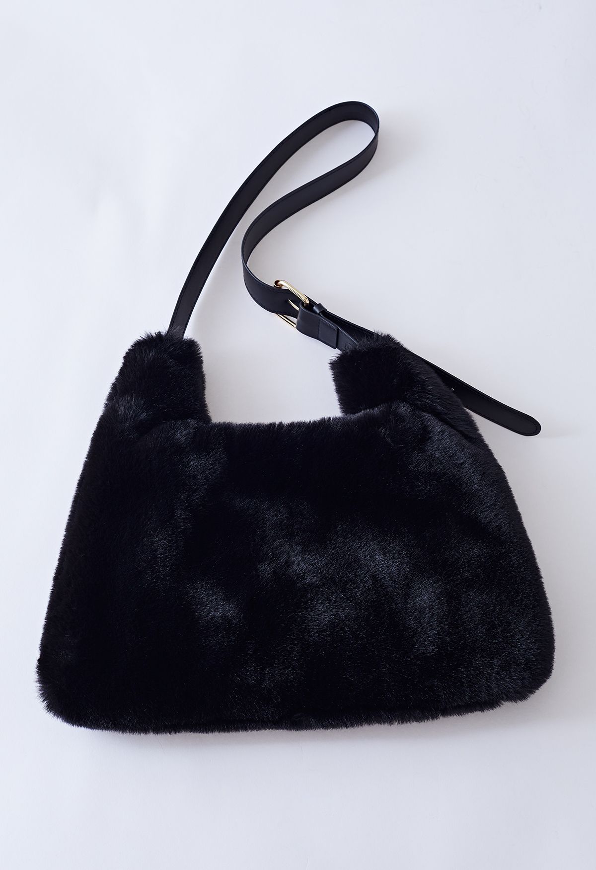 Ultra-Soft Faux Fur Shoulder Bag in Black