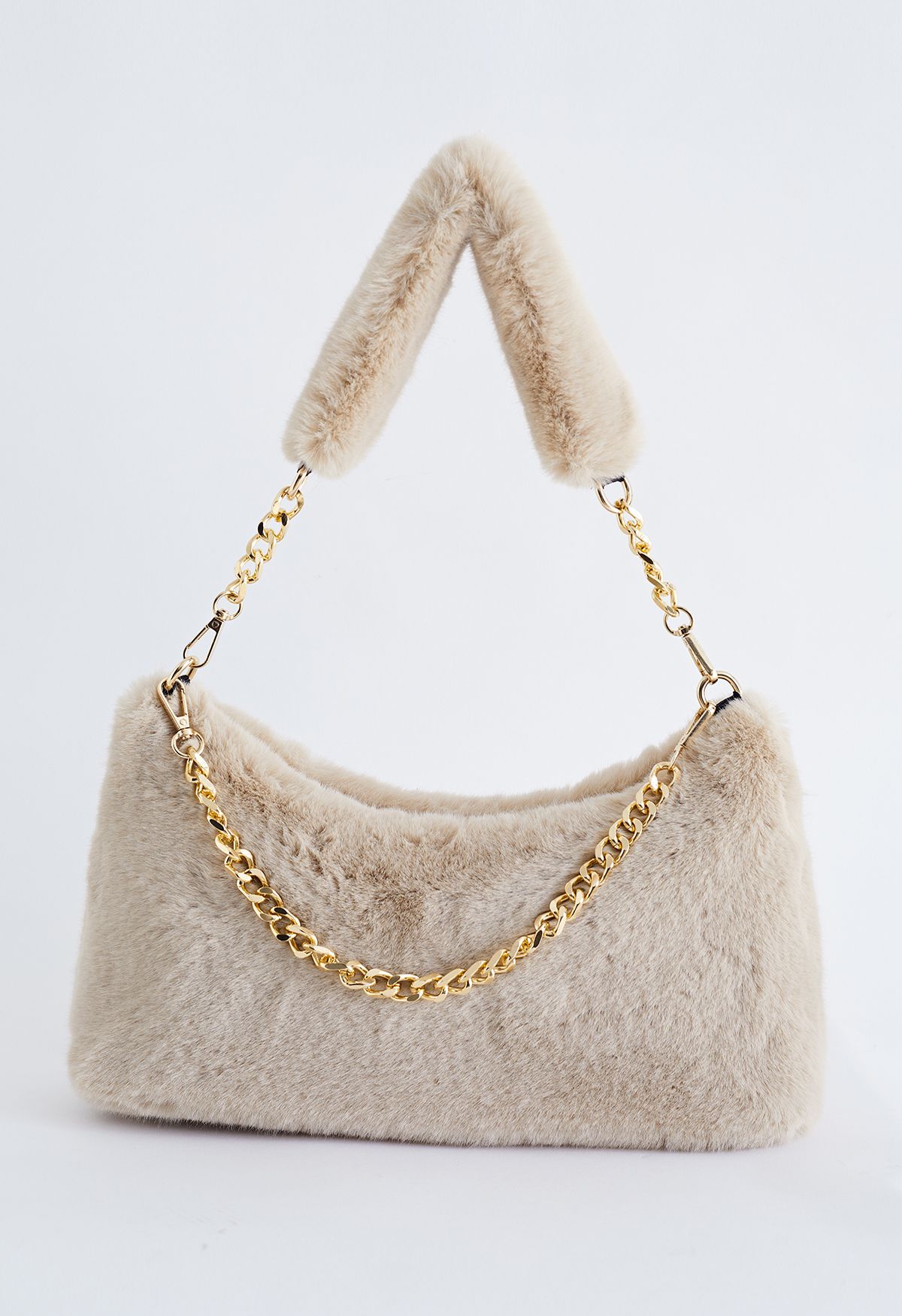 Faux Fur Fuzzy Shoulder Bag in Camel