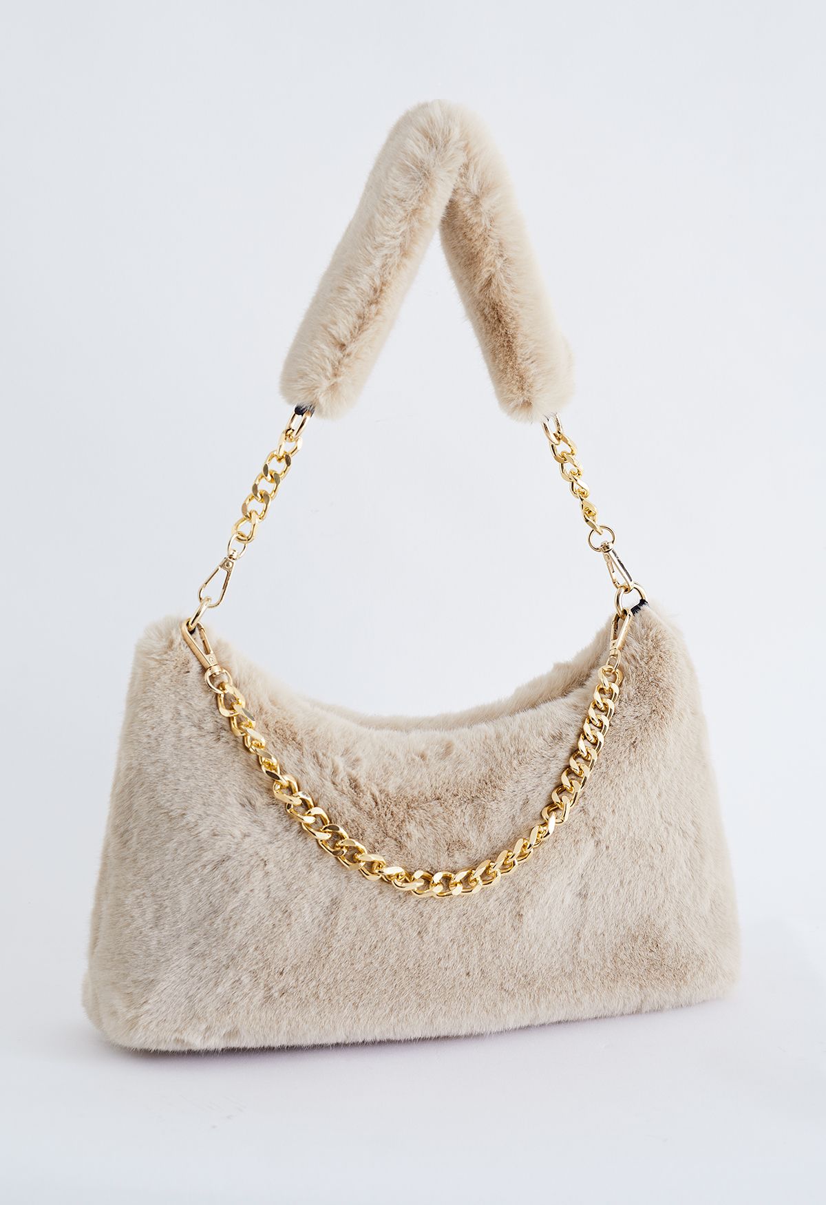 Faux Fur Fuzzy Shoulder Bag in Camel