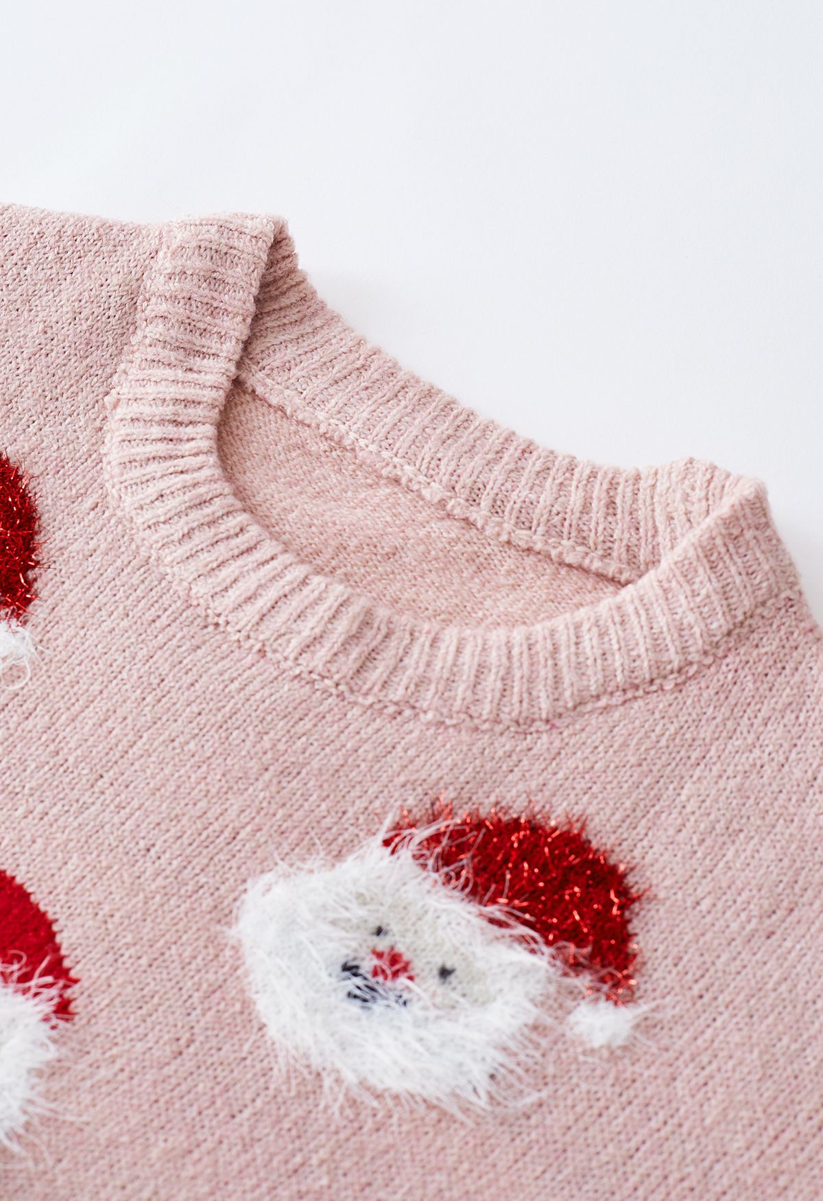 Fuzzy Santa Claus Knit Top in Pink