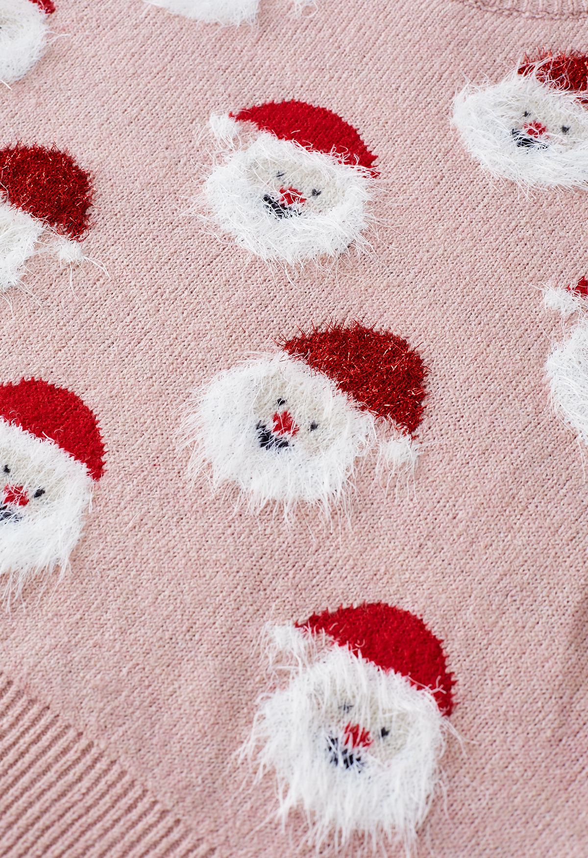 Fuzzy Santa Claus Knit Top in Pink