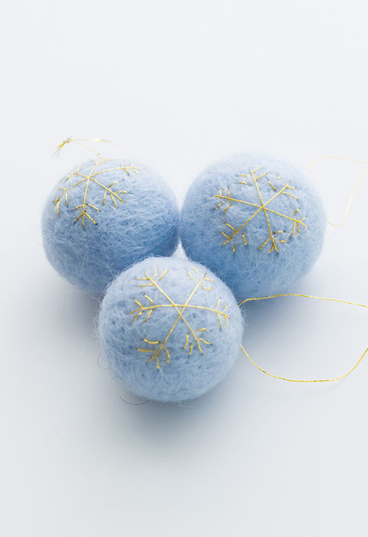Snowflake Felted Wool Pom-Pom Ornament