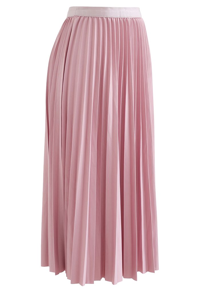 Simplicity Pleated Midi Skirt in Pink