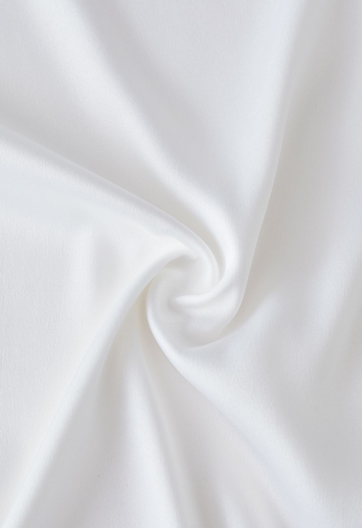 Feather Trim Cuffs Satin Shirt in White