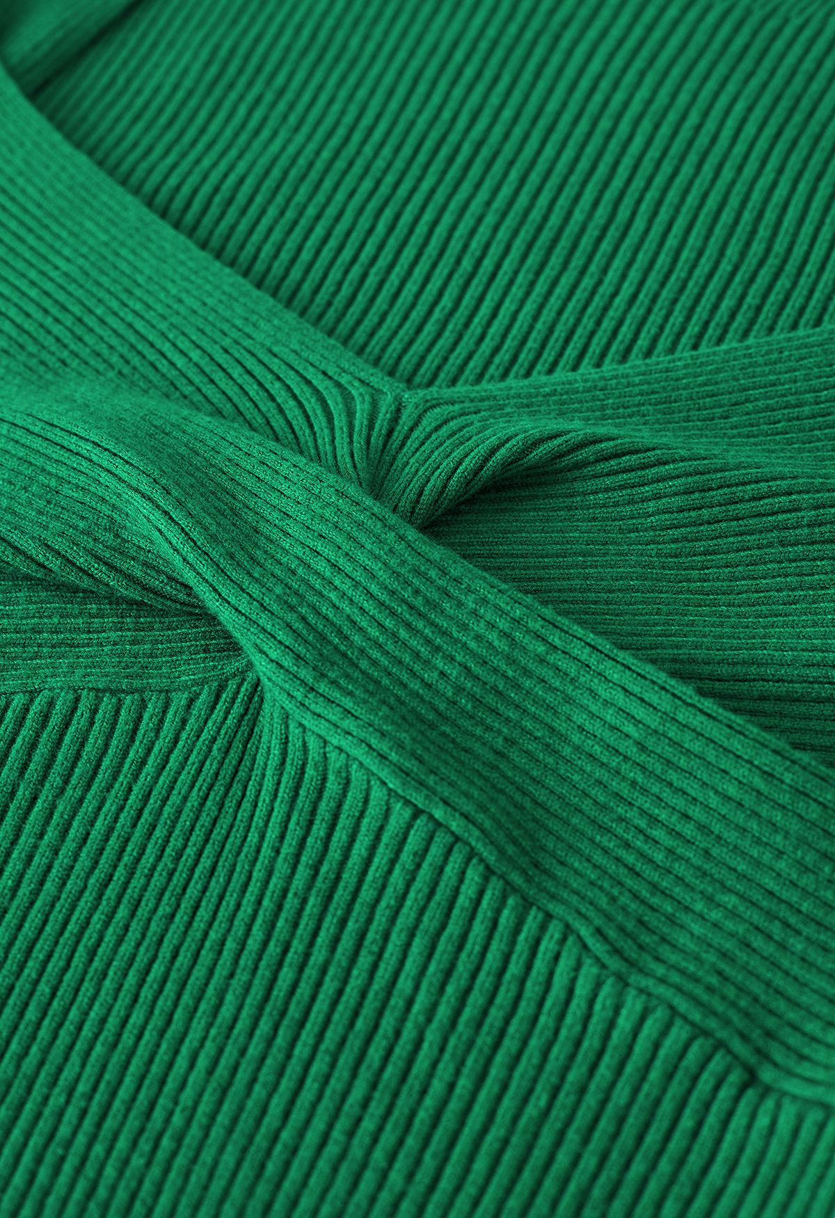 Sweetheart Twist Front Ribbed Knit Top in Green