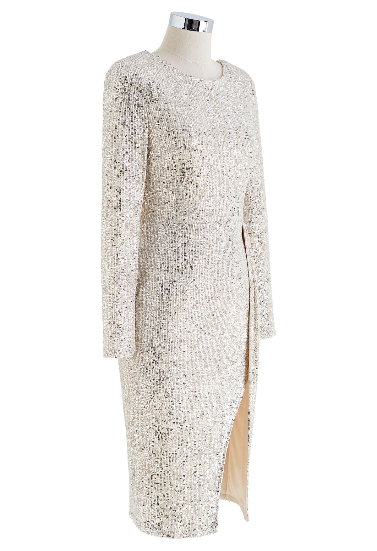 Sparkle Sequin Tie Back Cocktail Dress in Silver