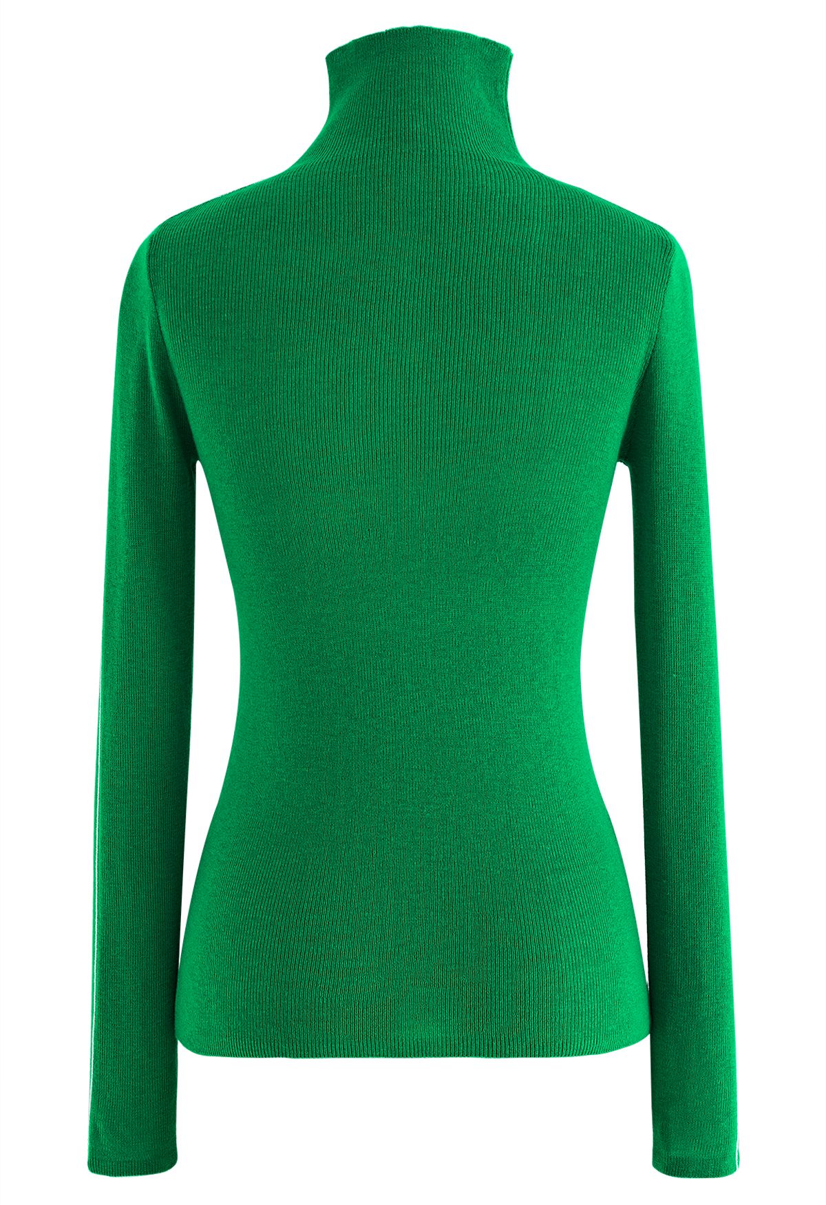 White Line High Neck Knit Top in Green