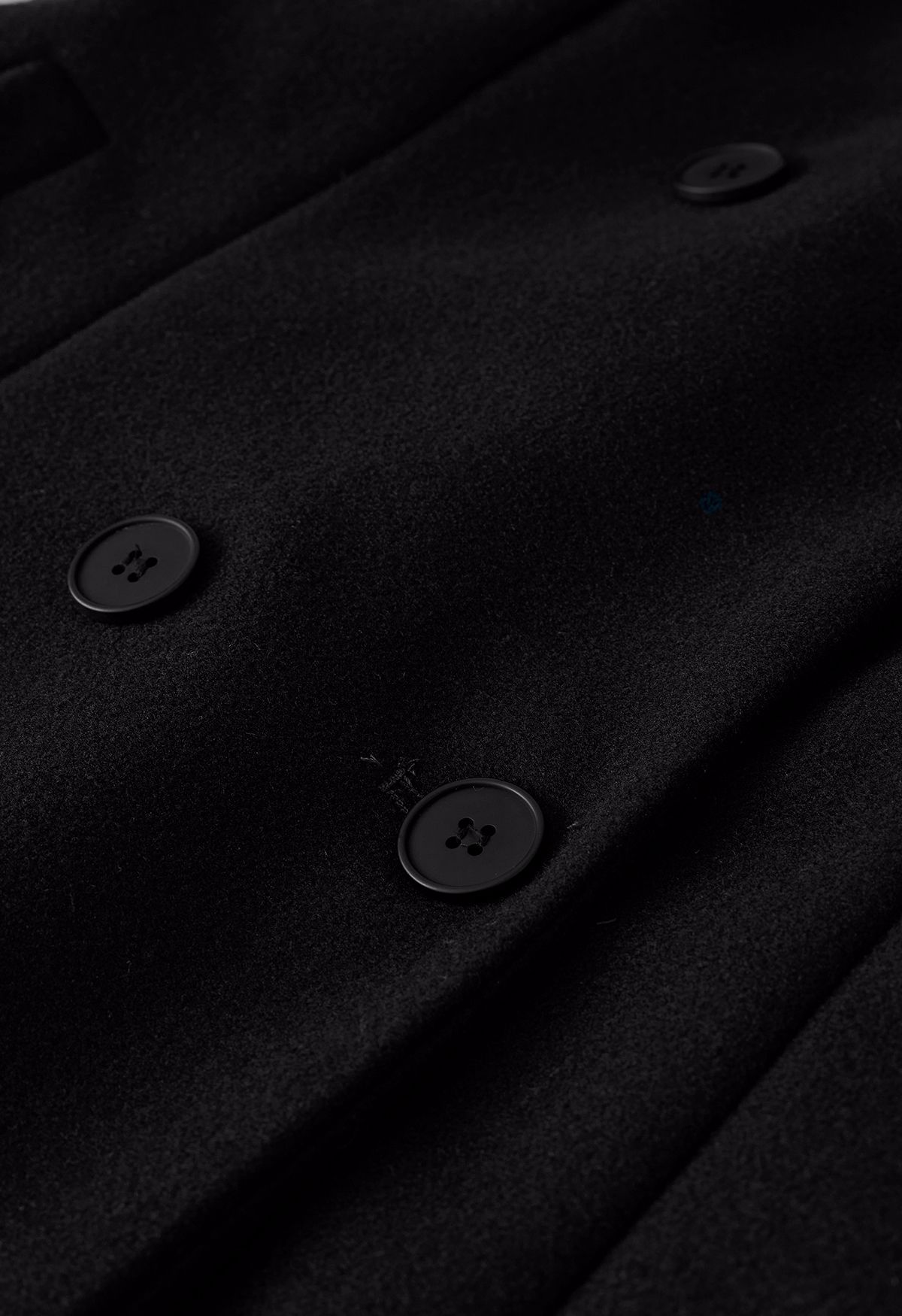 Wide Lapel Double-Breasted Flare Longline Coat in Black